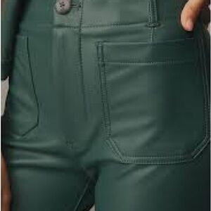 Maeve High-Rise Faux Leather Skinny Pants in Deep Green